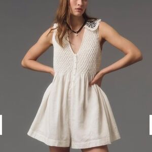NWOT By Anthropologie A-Line Embroidered Collar Romper